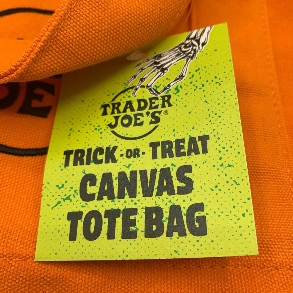 Trader Joe's Halloween Trick or Treat Orange Tote Bag - Picture 8 of 12